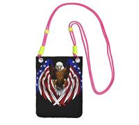 Sac à main à bandoulière noir - Sac à main pour téléphone portable avec imprimé aigle patriotique des États-Unis, parfait pour les déplacements, le shopping et les activités de plein air, fuchusia