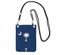 Sac à main à bandoulière noir - Sac à main pour téléphone portable imprimé drapeau de la Caroline du Sud, parfait pour les déplacements, le shopping et les activités de plein air, noir, taille unique
