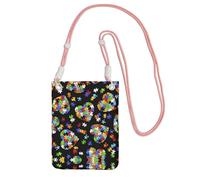 Sac à main à bandoulière noir - Sensibilisation à l'autisme - Sac de téléphone portable imprimé cœur, parfait pour les déplacements, le shopping et les activités de plein air, rose, taille unique