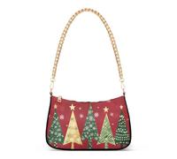 Sac à main à bandoulière pour femme Motif sapin de Noël Rouge