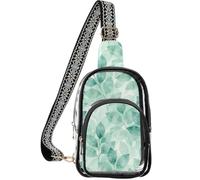 Sac à main à bandoulière pour voyageurs en plein air avec plusieurs poches de rangement | Taille 18,8 x 10,2 x 25,4 cm, coutures renforcées, pas de douleurs aux épaules, aquarelle eucalyptus vert