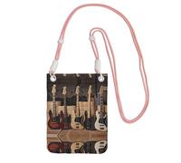 Sac à main à bandoulière rose - Guitare Basse Musique Instruments de Musique Imprimée Sangle Sac pour Téléphone Portable Sac Sac pour Téléphone Portable Parfait pour le shopping et les activités de