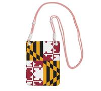 Sac à main à bandoulière rose - Sac à bandoulière imprimé drapeau de l'État du Maryland pour téléphone portable, parfait pour le shopping et les activités de plein air