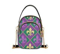 Sac à main à bandoulière simple avec symbole fleur de lys pour femme matelassé pour téléphone portable chaîne sac à main mignon fermeture éclair Bowler Tote Ladies Satchel