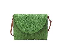 Sac à main à bandoulière simple en papier pour débat, sac décontracté tissé pour femme, grand sac messager en cuir, Vert, taille unique