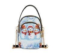 Sac à main à bandoulière simple pour femme avec sangle en chaîne - Sac à main matelassé - Pochette matelassée - Fermeture éclair - Fourre-tout familial - Bonhomme de neige