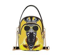 Sac à main à bandoulière simple pour femme zèbre mignon jaune matelassé drôle sac à main pour téléphone portable sangle de chaîne mignon fermeture éclair fourre-tout dames, cartable, 15 cm × 21,1 cm ×