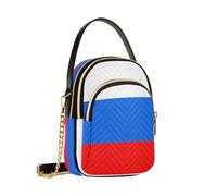 Sac à main à bandoulière tendance et léger avec poignée en cuir noir, facile à nettoyer, bandoulière convertible pour un usage quotidien, drapeau de la Russie