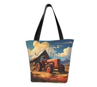 Sac à main à bandoulière tendance motif tracteur de ferme rouge, sac à bandoulière pour femme, adapté pour le week-end, les voyages, le shopping, sac à bandoulière