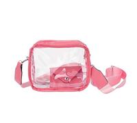 Sac à main à bandoulière transparent en cuir végétalien approuvé par les stades, sac de concert pour femme et sac à bandoulière pour homme, rose vif, Taille unique