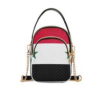 Sac à main à bandoulière unique avec motif drapeau de la Syrie - Sac décoratif pour téléphone avec sangle en chaîne - Sac fourre-tout matelassé à fermeture éclair
