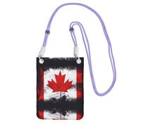 Sac à main à bandoulière violet - Sac à bandoulière imprimé drapeau canadien pour téléphone portable, parfait pour le shopping et les activités de plein air