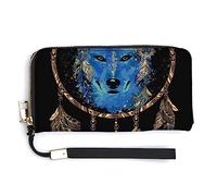 Sac à main à fermeture éclair de grande capacité pour femme, sac à main pour filles et dames, étui pour téléphone portable, compatible avec le portefeuille Boho Totem Native American Wolf Dream Catch