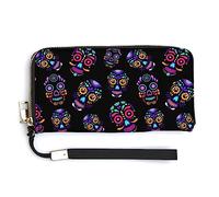 Sac à Main à Fermeture éclair de Grande capacité pour Femme, Sac à Main pour Filles et Dames, étui pour téléphone Portable, Compatible avec Le Portefeuille Day Dead coloré en Forme de tête de Mort en