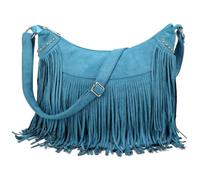 Sac à main à franges pour femme - En daim végan - Style hippie - Style bohème, bleu, 14.2"L x 3.9"W x 10.3"H