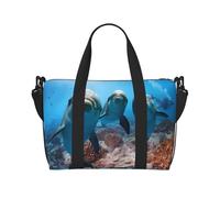 Sac à main à motif de dauphin amusant qui vous regarde, peut être porté à la bandoulière ou à l'épaule, adapté pour les voyages et le camping.