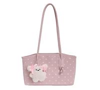 Sac à main à pois pour femme - Bandoulière réglable - Polyvalent - Grande capacité - Sac fourre-tout souple - Sacs fourre-tout de vacances, rose, 11.02x7.48x3.54(inch)