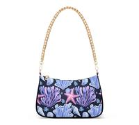 Sac à main aquarelle coquillage bleu violet designer pour femme sac à main une épaule sac à main décontracté Hobo fermeture éclair chaîne sangle