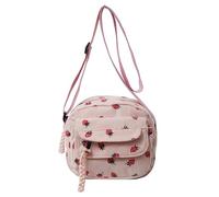Sac à main aux fraises 7, 87 x 3, 94 x 7, 09 Sac à fraises mignon en velours côtelé doux Kawaii fourre-tout fermeture éclair avec bandoulière réglable Sacs bandoulière légers pour filles et femm