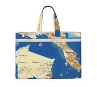 Sac à main avec imprimé carte de la Grèce 26 x 38,1 cm, 2 poches zippées, grande capacité pour dossiers - Idéal pour le travail et les voyages