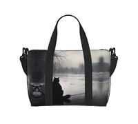 Sac à main avec motif chat noir dans la neige, idéal pour le travail, les voyages, le fitness, le tourisme, sac à main décontracté pour femme avec fermeture éclair