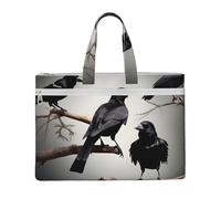 Sac à main avec motif corbeau noir sur une branche 26 x 38,1 cm, 2 poches zippées, grande capacité pour dossiers - Idéal pour le travail et les voyages