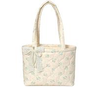 Sac à main avec nœud broderie de fleurs tote bag souple voyage travail | Florales gestepptes Tote Bag Damen Bag Weiche Reise Tragetasche Schultertasche