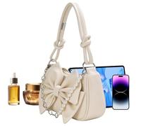 Sac À Main Avec Nœud Papillon - Cuir PU Élégant, Doux Et Tendance - Sac Bandoulière Avec Nœud Et Chaîne En Perles | Pour Rendez-Vous Romantiques, Voyages, Anniversaires De Naissance Et Anniversaires
