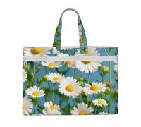 Sac à main avec petites fleurs blanches de 26,1 x 38,1 cm, 2 poches zippées, capacité généreuse pour dossiers - Idéal pour le travail et les voyages