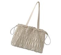 Sac à main avec poignée sur le dessus pour femme - Sac à bandoulière - Sac à main et sac à main avec cordon de serrage - Sacs plissés et sacs à main pour femme, beige