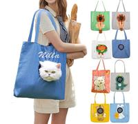 Sac À Main Bag Personnalisable avec Broderie Text,Sac en Toile Personnalisable Peut Être Découvert,Petit Chie Sacs pour Chat Cadeaux pour Les Propriétaires d'animaux De Compagnie (Sky Blue)