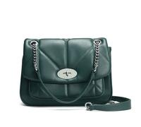 David Jones - Sac Bandoulière Matelassé Femme - Sac à Main Chaînes Porté Epaule Simili Cuir PU - Besace Rabat Tourniquet Pochette Cartable Taille Moyenne - Sac Elegant Mode Tendance Chic - Vert
