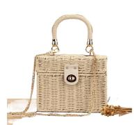 Sac à Main bandoulière fourre-Tout Double Usage, Sac tissé décontracté, Sac de Plage en Paille(Beige)