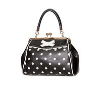 Sac à Main Banned Crazy Little Thing Sac Vintage Années 50 Rockabilly Polka Poignée supérieure - Noir & Blanc