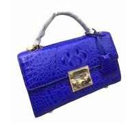 Sac à main blanc pour femme en cuir d'alligator véritable, petit modèle, fermeture à cadenas, style crocodile, bandoulière.