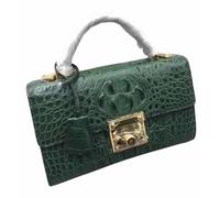 Sac à main blanc pour femme en cuir d'alligator véritable, petit modèle, fermeture à cadenas, style crocodile, bandoulière.