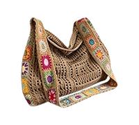 Sac à main bohème pour femme - Grand sac fourre-tout léger tissé - Pour vacances d' , , croisière, vacances, , bateau, quai, sable, humide, douche, salle de sport, kaki, Siehe