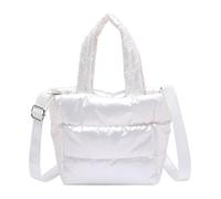 Sac à Main Bouffant léger for Femme, Grande capacité, matelassé, bandoulière réglable, fourre-Tout, Sac de Courses(White)