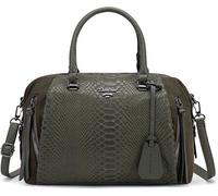 Sac à Main Bowling - David Jones - Sac Bandoulière Polochon Porté Epaule Cuir PU Serpent Suédine - Vert
