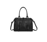 Sac à Main Bowling pour Femme avec Anses Longues et Tire-zips Décoratifs Noir