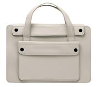 Sac à Main Business Porte-Document Cuir PU - Cartable Travail Affaires Ordinateur Portable Multi Poche Compatible avec Macbook Pro 16 inch,Blanc