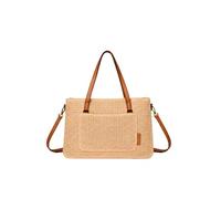 Sac à Main Cabas pour Femme Mac & Noa Effet Rafia avec Poche Avant Chic Beige