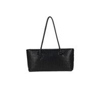 Sac à Main Cabas Tressé pour Femme Effet Cuir avec Double Poignée Longue Noir