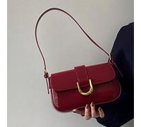 Sac à main carré vintage rouge Bourgogne Vixen polyvalent à porter à l'épaule ou sous le bras avec fermoir en fer à cheval, sangles doubles amovibles, convient aux filles, femmes, étudiantes, débutant