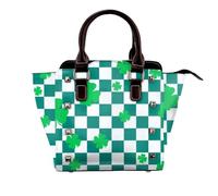 Sac À Main Carreaux avec Accents De Motif, Sac pour Les Femmes, Sangle Réglable du Supérieur, Utilisation Quotidienne,Vert