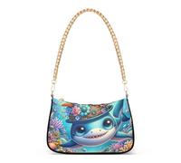 Sac à main classique à motif de requin mignon et ludique pour femme avec fermeture éclair