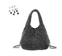 Sac à main complet pour femme avec strass - En forme de seau - Accessoire de fête tendance, Noir , One Size