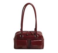 Sac à main coréen à double poche sous les aisselles pour femmes, simple, couleur unie, rétro, en cuir PU, sac à main aisselle, sac à main en cuir PU, Rouge, One Size