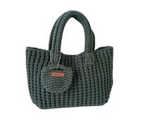 Sac à main créatif fait à la main en tricot doux et pratique avec poignée supérieure pour les dates de shopping et l'amélioration des styles, vert foncé, One Size