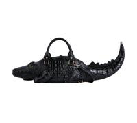 Sac à Main Crocodile 3D Femme Cuir PU Grand Modèle Noir L